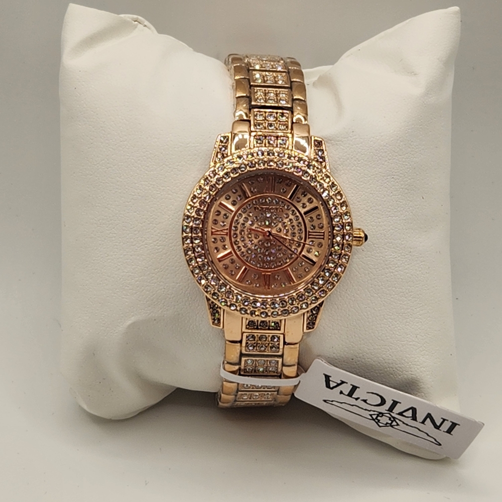 Invicta Wildflower Women's Rose Gold Quartz Watch - Statement Watch w/Bling!